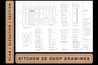 make  detailed shop drawings for kitchen cabinets in autocad