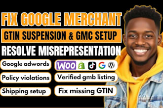 fix google merchant, ads misrepresentation, gtin suspension, and gmc feed errors