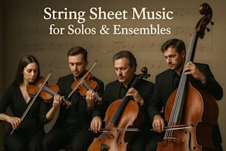 create violin, viola, cello, double bass sheet music for solos and ensembles