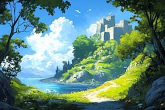design detailed fantasy landscapes and environments