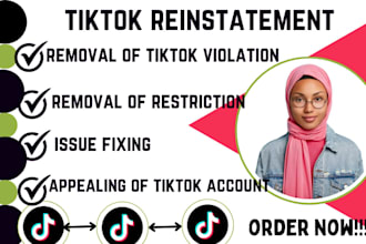 reinstate tiktok account and remove any form of violation on tiktok shop