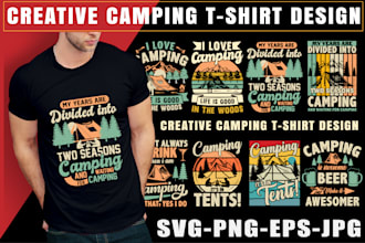 camping t shirt design for pod