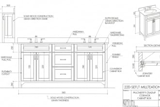 design furniture plan, millwork drawing, joinery shop drawing