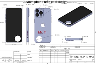 design detailed and professional tech packs and sketches for custom phone cases