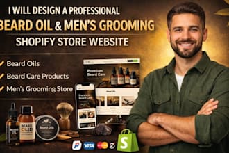 design beard oil or men grooming shopify store website