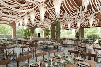 create elegant and realistic 3d renders for wedding and event venues