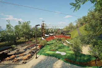 render golf course,sport space,landscape design,putting green,3d golf simulator