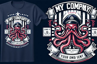 design premium vintage kraken octopus mascot logo t shirt design