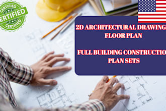 do 2d architectural drawing building set mep city permit ready plan for al ga wa