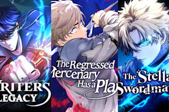 draw webtoon cover webnovel light novel anime manga webcomic book cover design