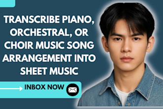 transcribe piano, orchestral, or choir music song arrangement into sheet music