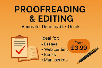 proofread and edit essays, books, websites, and more