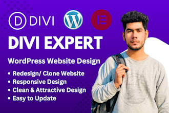 build divi wordpress website with divi builder, divi expert