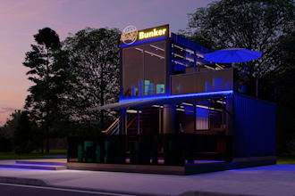 design a modern cottage villa and resort with 3d rendering