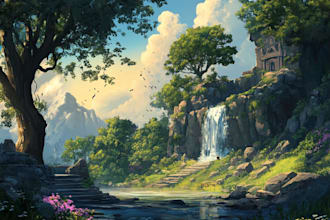 do concept art, fantasy landscapes, background scenes