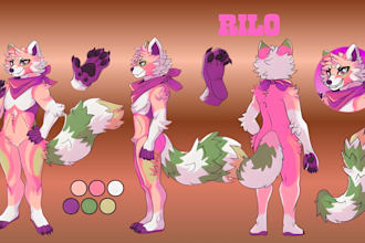 draw furry character reference sheet furry anthro nsfw oc ref sheet for fursuit