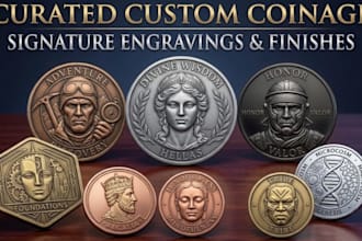 design custom 3d coin, medallions, cnc bas relief and crypto tokens