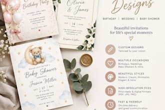 design birthday, wedding, baby shower invitation