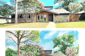 sketch your home exterior, based on google street view image
