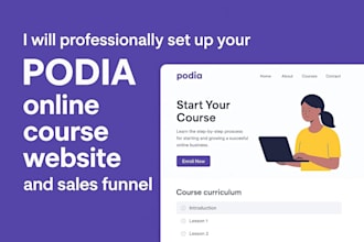 professionally set up your podia online course website
