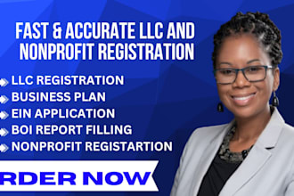 do USA llc nonprofit 501c3 registration, ein, boi report and business plan setup