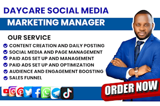 manage social medial for daycare preschool kindergarten daycare leads