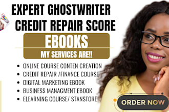 create ebook online course creation, credit repair score ebook, finance course
