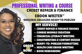create ebook online course creation, credit repair score ebook, finance course