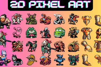 create pixel art 8 16 bit character sprite sheet pixel art asset props object