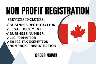 register canada company, canada nonprofit, US llc, 501c3 tax exempt, trademark