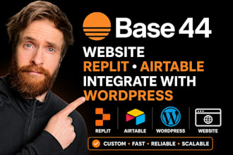connect base44 website, integrate base44 with wordpress, replit, airtable