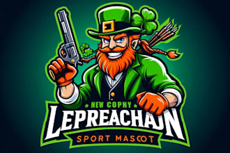 design leprechaun sport mascot logo for esport, twitch and youtube gaming clan