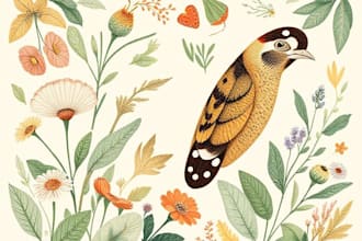 draw botanical and animal designs and patterns for you