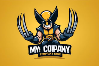 design wolverine clip mascot logo with unlimited revision