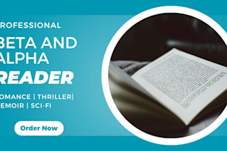 beta read, alpha read, critique constructively with detailed report book, novel