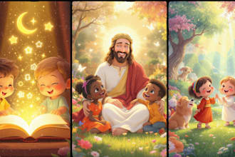 christian children story book illustration bible illustration, picture book