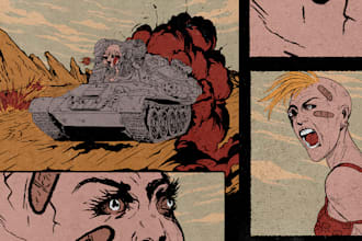 create post apocalyptic gritty retro comic art illustrations