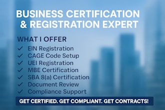 l be your professional mbe, ein, cage code, uei, and 8a business certification