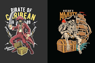 design vintage skull pirate skeleton vector logo