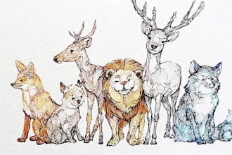 draw animals in cartoon style