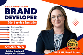 create catchy business name, logo design, slogan and web design for your brand