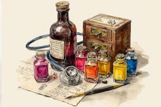 draw professional medical concept sketches or vintage medical concept sketch