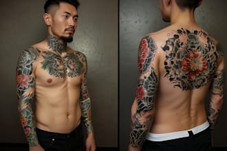 make a super artistic tattoo designs in japanese style