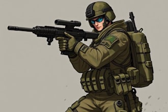 draw military concept art , monsters and characters