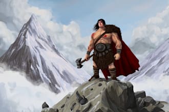 illustrate fantasy warrior and hero characters