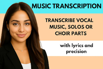 transcribe vocal music, solos or choir parts with lyrics and precision