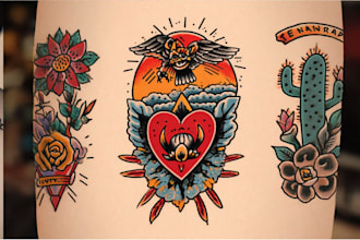 create amazing traditional or old school tattoo style design