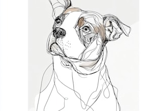 draw a continuous one line art illustration of your pet portrait