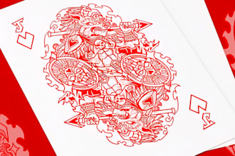 draw playing card design traditional theme
