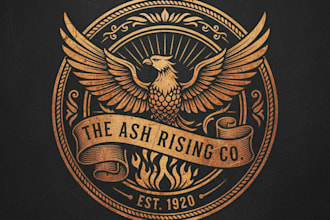 design a vintage phoenix logo with powerful and reborn elegance